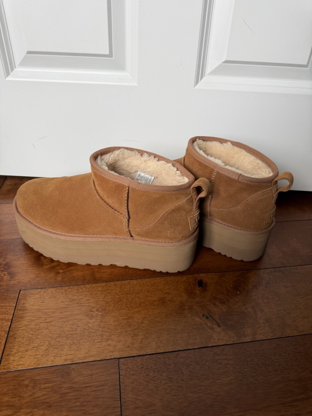 UGG Chestnut Suede Platform Shearling Ankle Boots